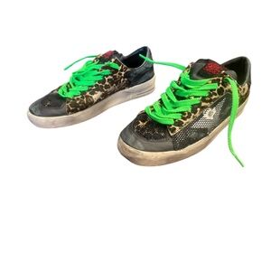 Golden Goose Stardan black leather leopard pony sz 42 mens